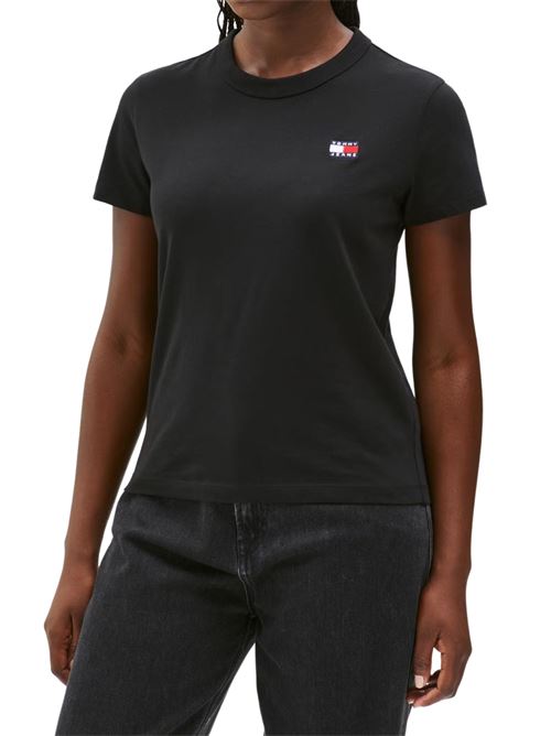 T-shirt donna nera in cotone Tommy Jeans | DW0DW20153BDS